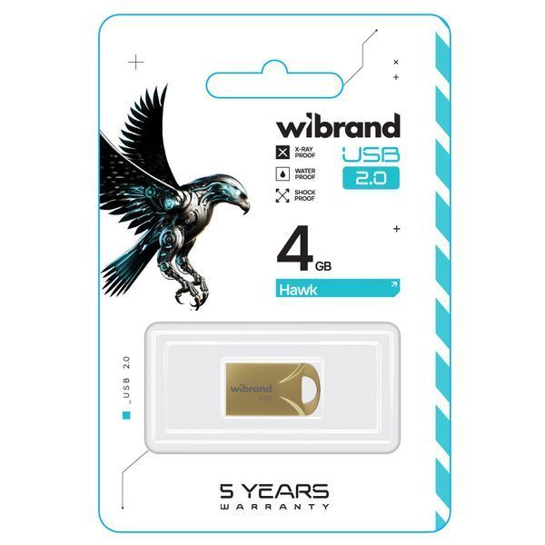 Флеш-накопитель Wibrand USB 2.0 Hawk 4Gb Gold WI2.0/HA4M1G фото