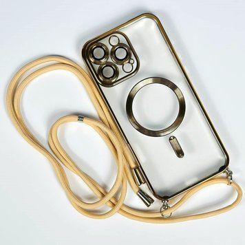 Чехол Crossbody Lanyard with Magsafe с шнурком для iPhone 13 Pro Max Gold 214-02625 фото