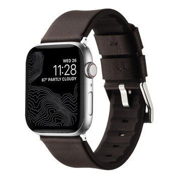 Ремешок для Apple Watch Leather+Silicone 42/44/45/49mm Coffe Silver 212-02229 фото