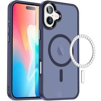 Чехол TPU+PC Metal Buttons with MagSafe Colorful для Apple iPhone 16 Plus (6.7") Navy Blue 555-03035 фото