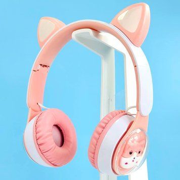 Детские беспроводные наушники с кошачьими ушками QC-28T Cat Ear Розовые 202-00369 фото