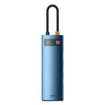 Type-C-Хаб Baseus Metal Gleam Series 8-in-1 Multifunctional (Type-C to HDMI*1+USB3.0*3+PD*1+RJ45*1+SD/TF*1) Blue WKWG000103 фото