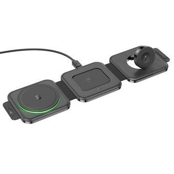 Бездротовий зарядний пристрій Hoco CQ4 Unique 3-in-1 folding magnetic 15W Чорний 209-00272 фото