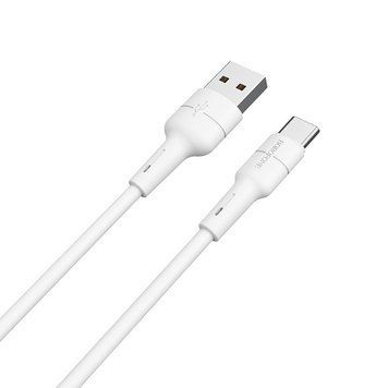 Кабель BOROFONE BX30 USB to Type-C, 3A, 1m, silicone, TPE connectors, White 6931474706935 фото