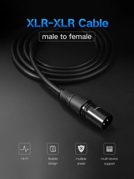 Аудіокабель UGREEN AV130 Cannon Male to Female Microphone Extension Audio Cable 1m (Black)(UGR-20708) UGR-20708 фото