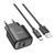 Сетевое зарядное устройство с кабелем HOCO C140A Smart single port QC3.0 charger set(Type-C)(EU) Black 6942007627825 фото