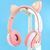 Детские беспроводные наушники с кошачьими ушками QC-28T Cat Ear Розовые 202-00369 фото