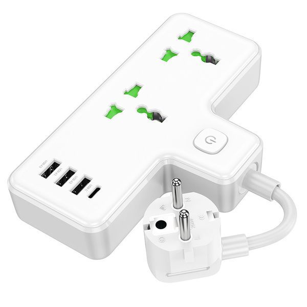 Мережевий подовжувач HOCO AC11A Voyage 2-position expansion socket(1C3A) (8.5 cm) White 6942007607063 фото