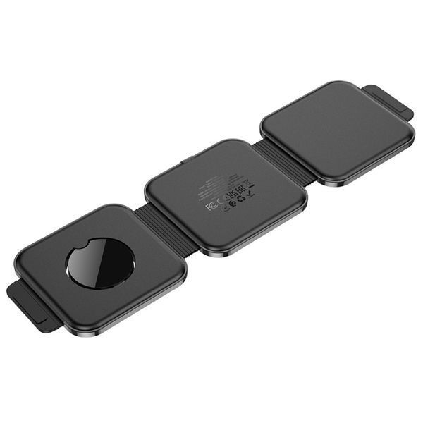 Бездротовий зарядний пристрій Hoco CQ4 Unique 3-in-1 folding magnetic 15W Чорний 209-00272 фото