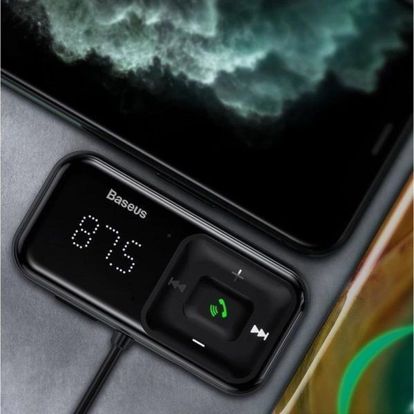 Автомобільний зарядний пристрій з FM-модулятором Baseus T Shaped S-16 Car Bluetooth MP3 Player Black 656-00571 фото