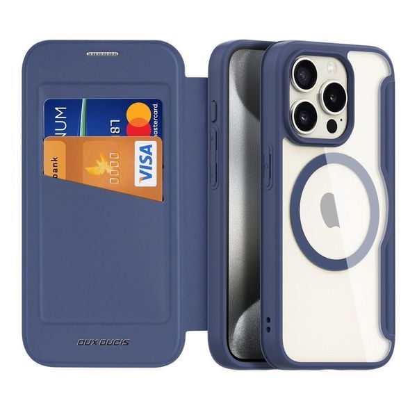 Чохол-книжка Dux Ducis Skin X Pro with MagSafe для iPhone 15 Pro Max Blue 757-00500 фото