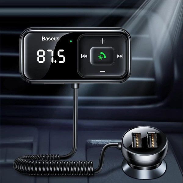 Автомобільний зарядний пристрій з FM-модулятором Baseus T Shaped S-16 Car Bluetooth MP3 Player Black 656-00571 фото