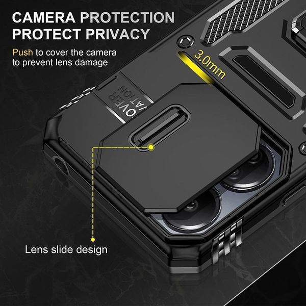 Ударопрочный чехол Camshield Army Ring для Xiaomi Redmi 13C / Poco C65 Black 777-05001 фото