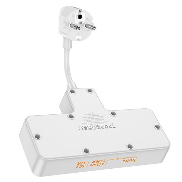 Мережевий подовжувач HOCO AC11A Voyage 2-position expansion socket(1C3A) (8.5 cm) White 6942007607063 фото