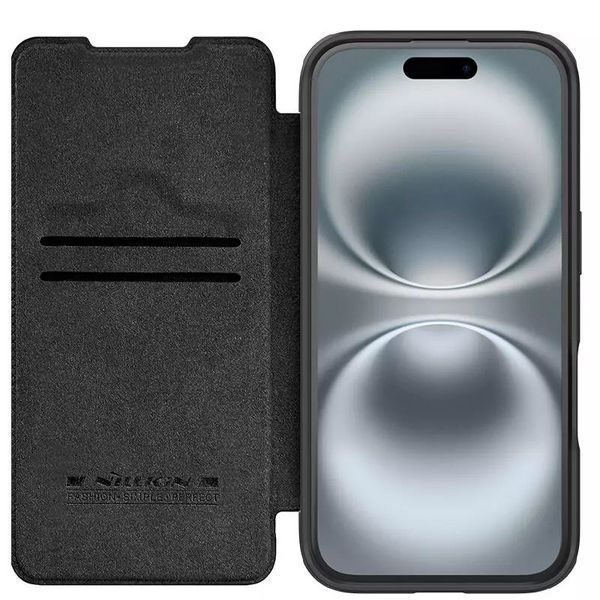 Кожаный чехол-книжка Nillkin Qin Prop для Apple iPhone 16 Pro Black 214-03399 фото