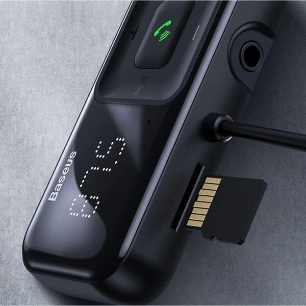 Автомобільний зарядний пристрій з FM-модулятором Baseus T Shaped S-16 Car Bluetooth MP3 Player Black 656-00571 фото
