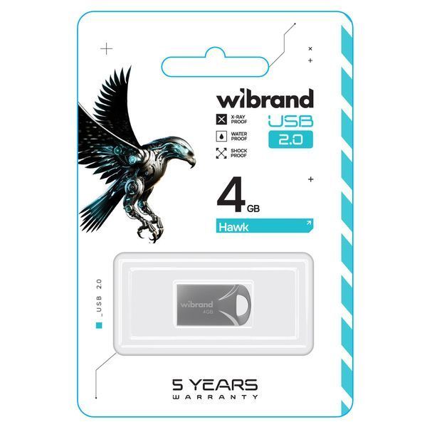 Флеш-накопитель Wibrand USB 2.0 Hawk 4Gb Silver WI2.0/HA4M1S фото