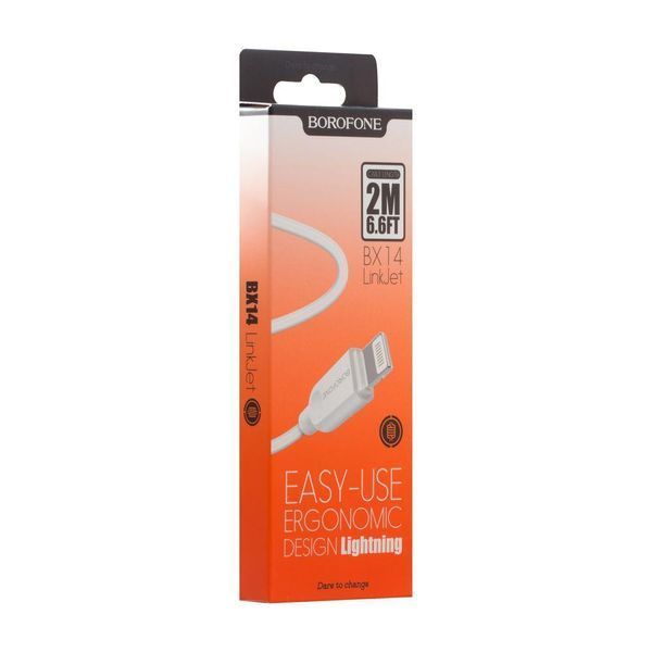 Кабель USB Borofone BX14 Lightning 2m Білий 209-00322 фото