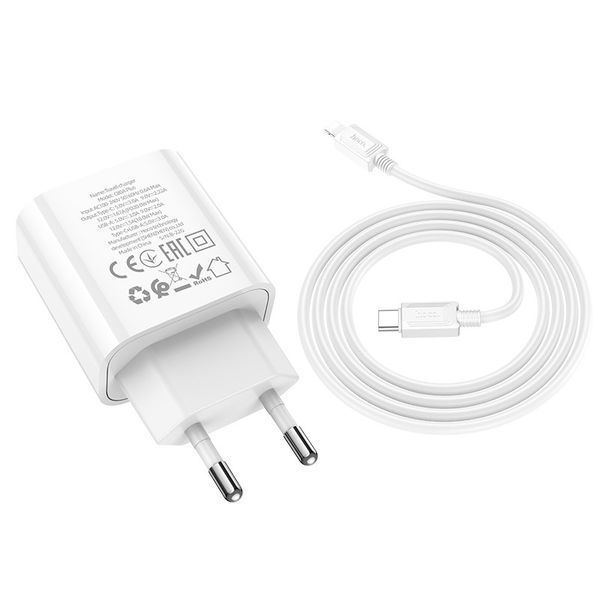 СЗУ Hoco C80A Plus Rapido PD20W+QC3.0 (1USB-A/1C) + кабель Type-C to Lightning White ILSO-00000071085-1 фото