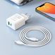 Комплект швидкого заряджання для iPhone Borofone BA67A Type-C to Lightning PD20W+QC3.0 Білий 209-00245 фото 3