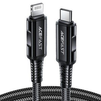 Кабель ACEFAST C4-01 Type-C to iP 3A, 30W, 1.8m, nylon, zinc connectors, Black 6974316281306 фото