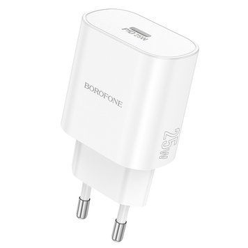 Мережевий зарядний пристрій BOROFONE BA82A Platinum single port PD25W charger(EU) White 6941991112256 фото