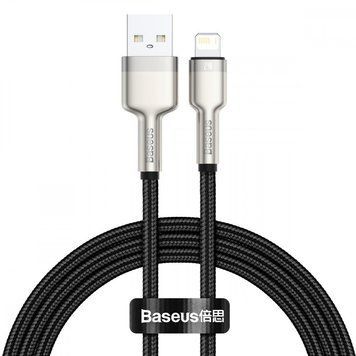 Кабель Baseus Cafule Metal Lightning 2.4A (1m) Black CALJK-A01 фото