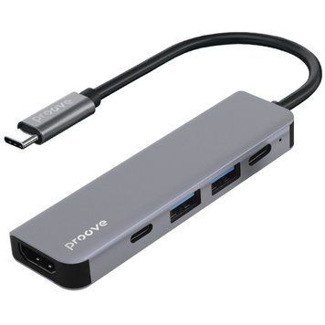 Type-C-Хаб Proove Arc Link 5 in 1 (2*Type-C3.0 + 2*USB3.0 + HDMI) Silver HBAL00010604 фото