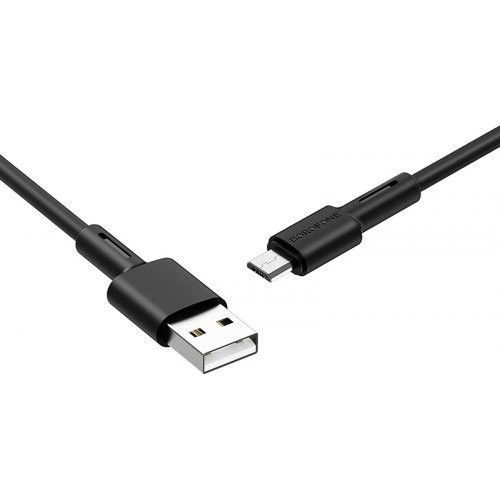 Кабель BOROFONE BX31 USB to Micro 2.4A, 1m, silicone, TPE connectors, Black 6931474710376 фото