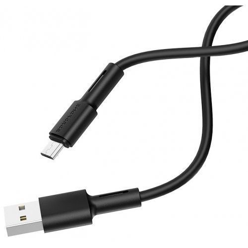 Кабель BOROFONE BX31 USB to Micro 2.4A, 1m, silicone, TPE connectors, Black 6931474710376 фото