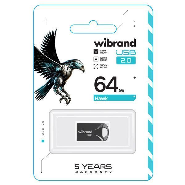 Флеш-накопитель Wibrand USB 2.0 Hawk 64Gb Black WI2.0/HA64M1B фото