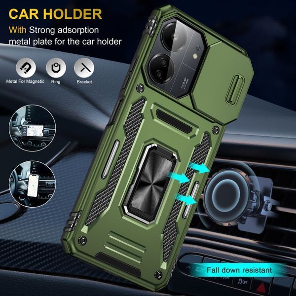 Ударостійкий чохол Camshield Army Ring для Xiaomi Redmi 13C / Poco C65 Army Green 777-05002 фото