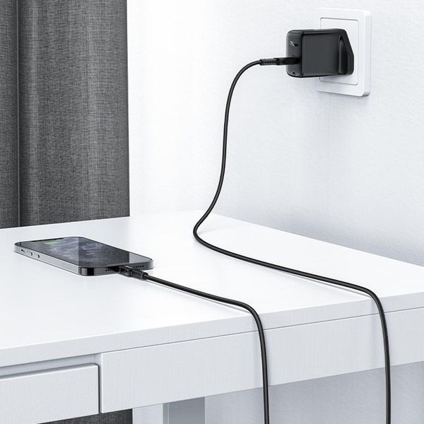 Кабель ACEFAST C4-01 Type-C to iP 3A, 30W, 1.8m, nylon, zinc connectors, Black 6974316281306 фото