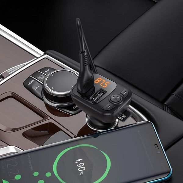 Автомобільний зарядний пристрій з FM-модулятором BOROFONE BC41 Eminency QC3.0 Car BT FM transmitter 18W Black 8525500090 656-00572 фото