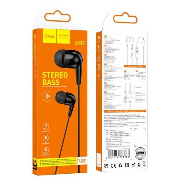 Навушники HOCO M97 Enjoy universal earphones with mic Black 656-03935 фото