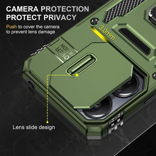 Ударостійкий чохол Camshield Army Ring для Xiaomi Redmi 13C / Poco C65 Army Green 777-05002 фото