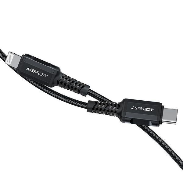 Кабель ACEFAST C4-01 Type-C to iP 3A, 30W, 1.8m, nylon, zinc connectors, Black 6974316281306 фото