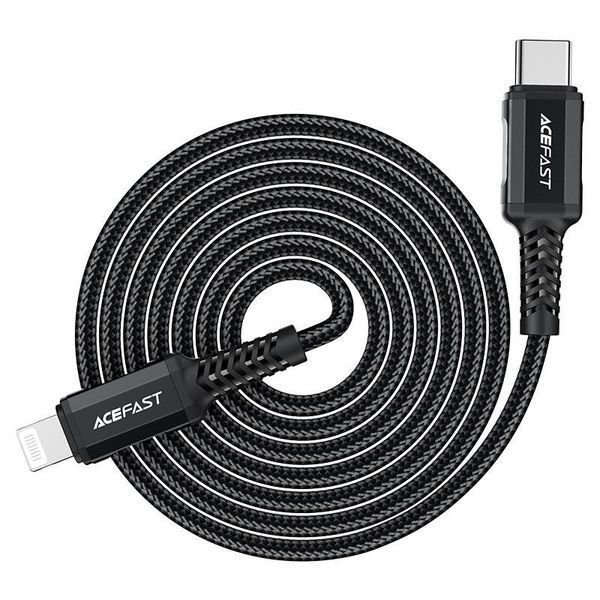 Кабель ACEFAST C4-01 Type-C to iP 3A, 30W, 1.8m, nylon, zinc connectors, Black 6974316281306 фото