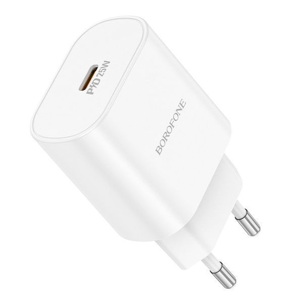 Мережевий зарядний пристрій BOROFONE BA82A Platinum single port PD25W charger(EU) White 6941991112256 фото
