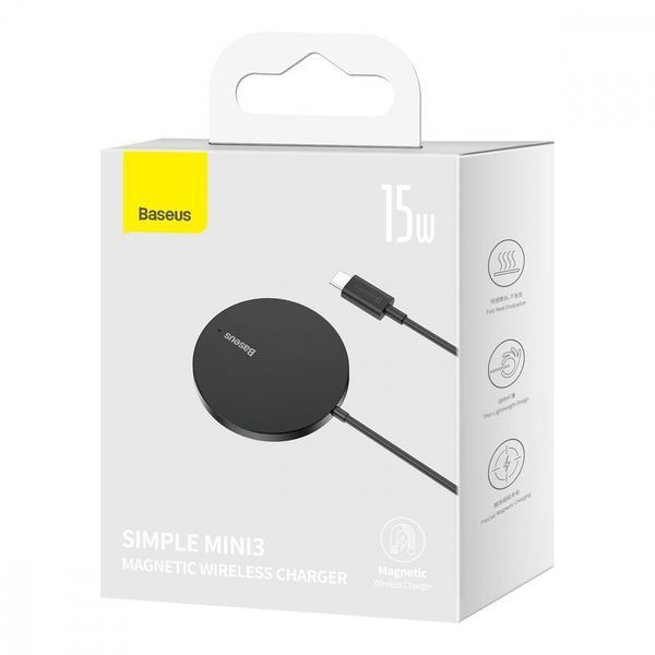 Бездротовий ЗП Baseus Simple Mini3 Magnetic Wireless Charger 15W Silver CCJJ040012 фото