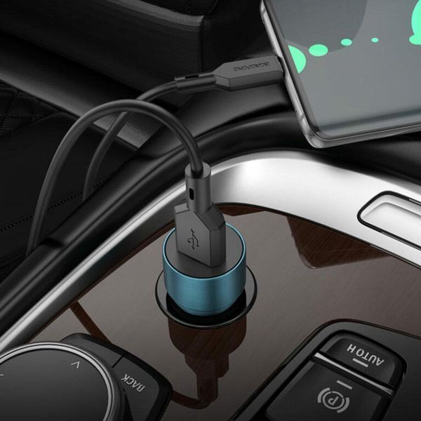 Автомобильное зарядное устройство BOROFONE BZ19A Wisdom single port QC3.0 car charger set(Type-C) 18W Sapphire 656-00299 фото