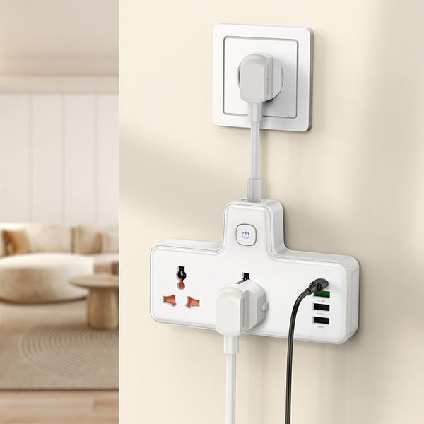 Мережевий подовжувач HOCO AC12A Reise 2-position expansion socket(PD30W/1C3A) (8.5 cm) White 6942007607100 фото