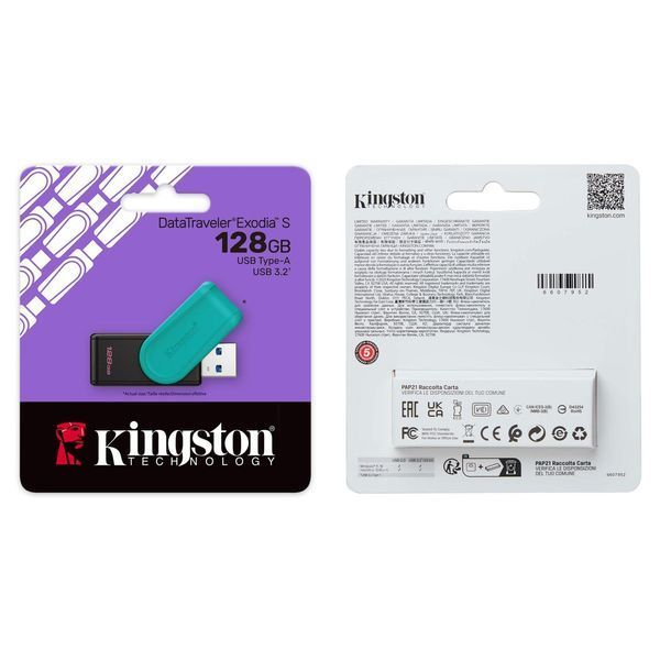 Флеш-накопичувач Kingston USB 3.2 DT Exodia S 128GB Black/Turquoise DTXS/128GB фото