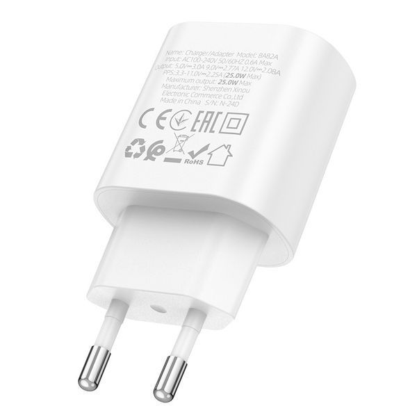 Мережевий зарядний пристрій BOROFONE BA82A Platinum single port PD25W charger(EU) White 6941991112256 фото