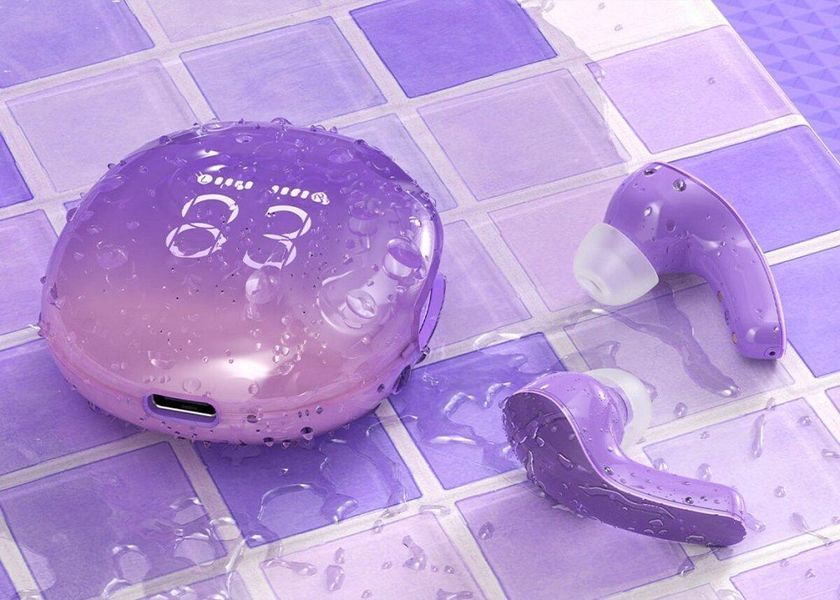 Навушники ACEFAST T9 Crystal (Air) color bluetooth earbuds Grape Purple 656-00847 фото