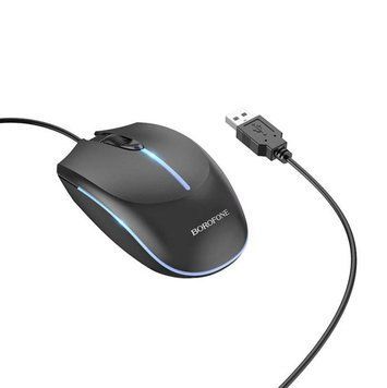 Мышь BOROFONE BG10 Soaring game luminous wired mouse Black 656-03216 фото