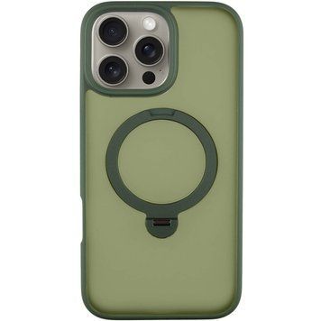 Чехол TPU+PC Metal Buttons with MagSafe Colorful HQ Ring для iPhone 16 Pro (6.3") Green 555-00619 фото