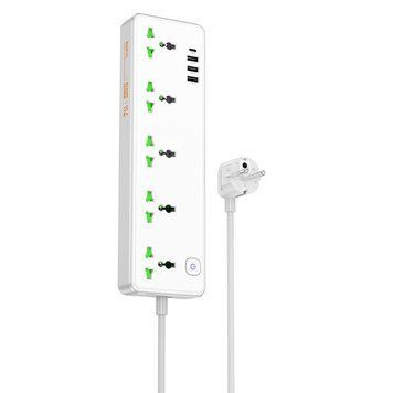 Сетевой удлинитель HOCO AC13A Talento 5-position socket(1C3A) (1,5 m) White 6942007607148 фото