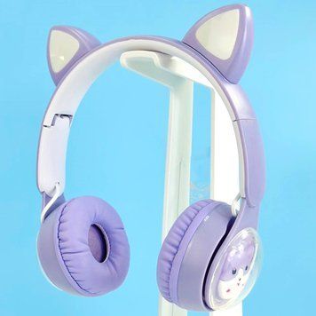 Детские беспроводные наушники с кошачьими ушками QC-28T Cat Ear Сиреневый 202-00371 фото
