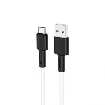 Кабель BOROFONE BX31 USB to Type-C 3A, 1m, silicone, TPE connectors, White 6931474710406 фото